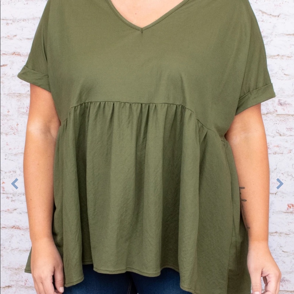 Olive green babydoll top